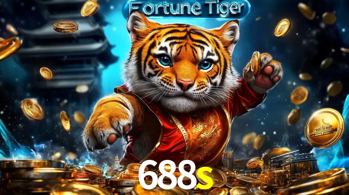 Imagem promocional do jogo de slot Fortune Tiger, com um tigre majestoso em traje tradicional cercado por uma fortuna em moedas de ouro, disponível agora no cassino 688s.